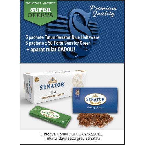 Oferta - tutun rulat Senator BLUE Halfzware + aparat rulat CADOU