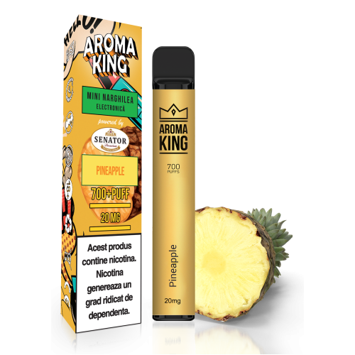 Mini narghilea electronica de unica folosinta Aroma KING - Pineapple (700 pufuri) 20 mg