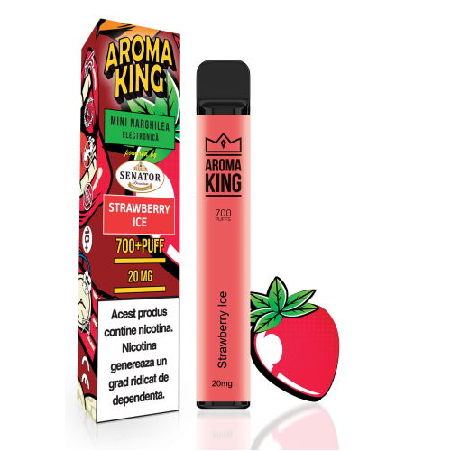 Mini narghilea electronica de unica folosinta Aroma KING - Strawberry Ice (700 pufuri) 20 mg