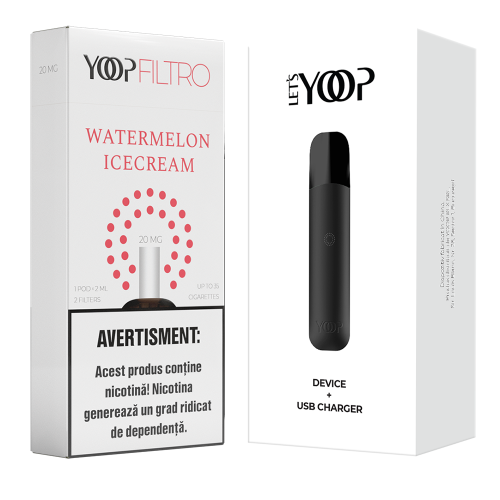 Pachet Promotional YOOP FILTRO - DISPOZITIV cu rezerva WATERMELON ICE CREAM 20 MG/ML